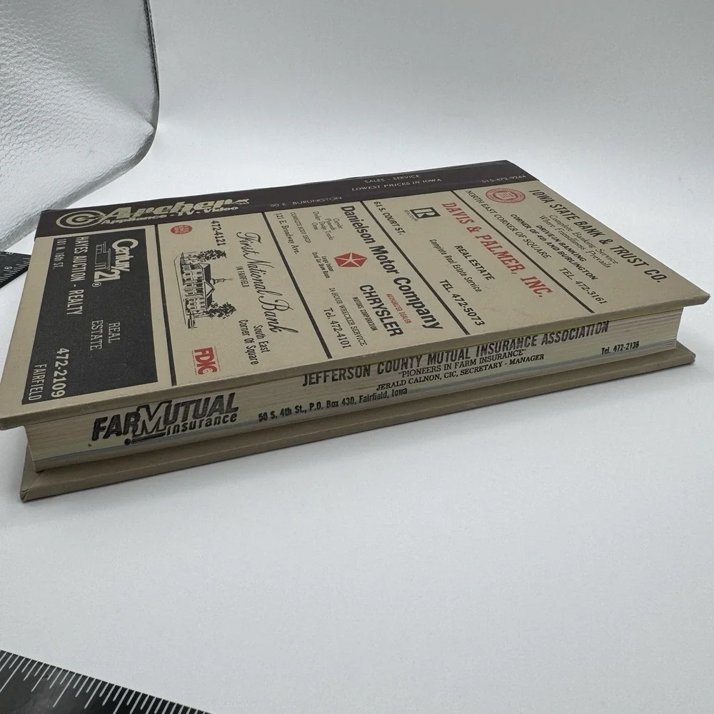 1988 Fairfield Iowa City Business Directory HC Book Phone Advertisements Ads Vtg